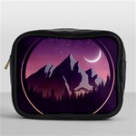 Mountain Night Crescent Moon Mini Toiletries Bag (One Side)