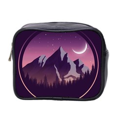 Mountain Night Crescent Moon Mini Toiletries Bag (Two Sides) from ArtsNow.com Front