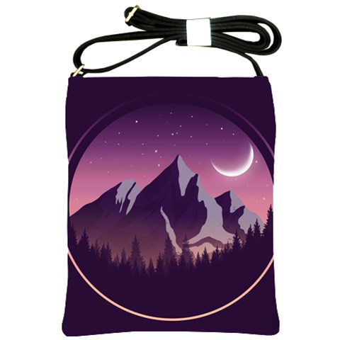 Mountain Night Crescent Moon Shoulder Sling Bag from ArtsNow.com Front