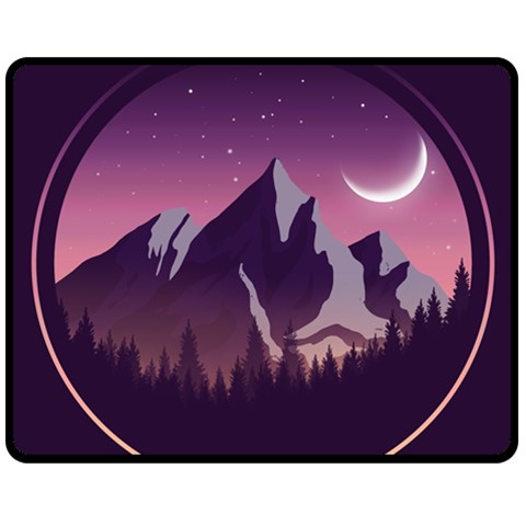 Mountain Night Crescent Moon Fleece Blanket (Medium) from ArtsNow.com 60 x50  Blanket Front