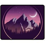 Mountain Night Crescent Moon Fleece Blanket (Medium)