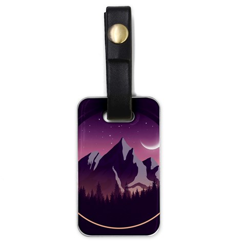 Mountain Night Crescent Moon Luggage Tag (one side) from ArtsNow.com Front