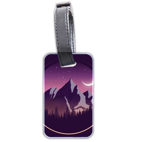 Mountain Night Crescent Moon Luggage Tag (two sides) from ArtsNow.com Front