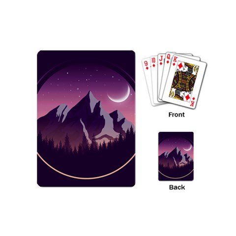 Mountain Night Crescent Moon Playing Cards Single Design (Mini) from ArtsNow.com Back