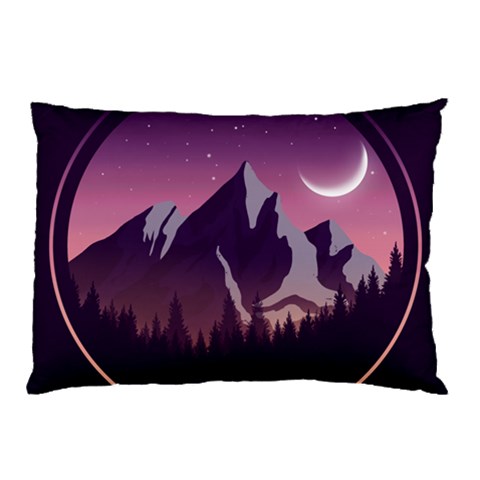 Mountain Night Crescent Moon Pillow Case (Two Sides) from ArtsNow.com Front