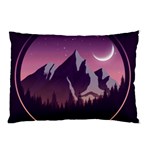 Mountain Night Crescent Moon Pillow Case (Two Sides)