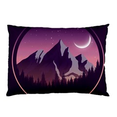 Mountain Night Crescent Moon Pillow Case (Two Sides) from ArtsNow.com Back