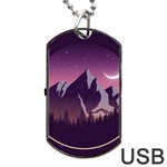 Mountain Night Crescent Moon Dog Tag USB Flash (One Side)