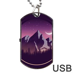 Mountain Night Crescent Moon Dog Tag USB Flash (Two Sides) from ArtsNow.com Back