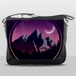 Mountain Night Crescent Moon Messenger Bag