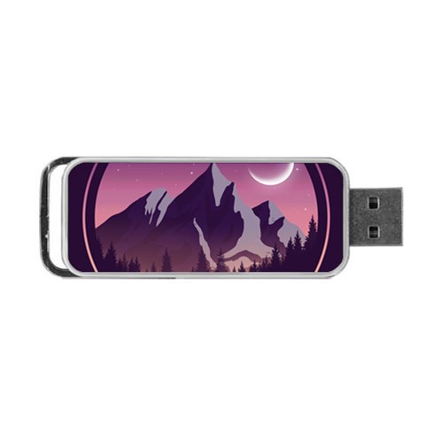 Mountain Night Crescent Moon Portable USB Flash (One Side) from ArtsNow.com Front