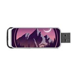 Mountain Night Crescent Moon Portable USB Flash (One Side)