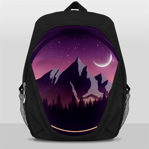 Mountain Night Crescent Moon Backpack Bag from ArtsNow.com Front