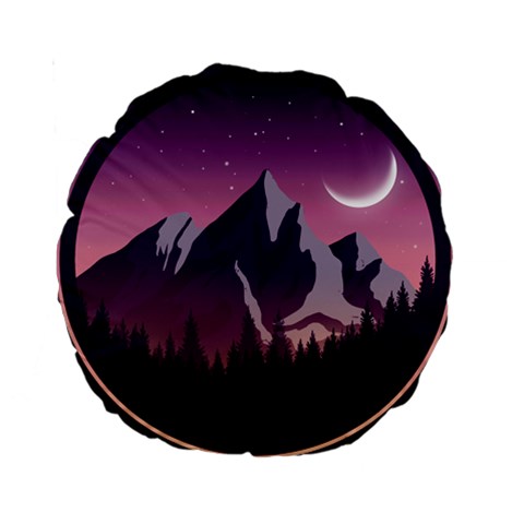 Mountain Night Crescent Moon Standard 15  Premium Round Cushions from ArtsNow.com Front