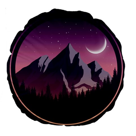 Mountain Night Crescent Moon Large 18  Premium Round Cushions from ArtsNow.com Front