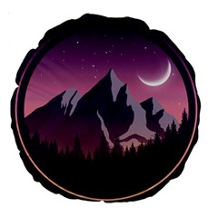 Mountain Night Crescent Moon Large 18  Premium Round Cushions from ArtsNow.com Front