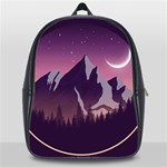 Mountain Night Crescent Moon School Bag (XL)