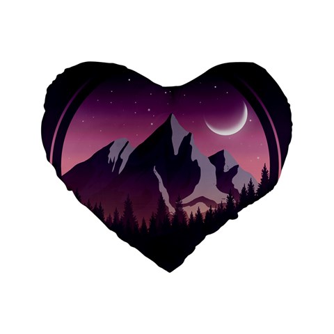 Mountain Night Crescent Moon Standard 16  Premium Heart Shape Cushions from ArtsNow.com Front