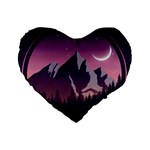 Mountain Night Crescent Moon Standard 16  Premium Heart Shape Cushions