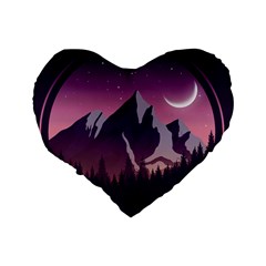 Mountain Night Crescent Moon Standard 16  Premium Heart Shape Cushions from ArtsNow.com Back