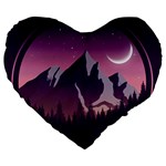 Mountain Night Crescent Moon Large 19  Premium Heart Shape Cushions