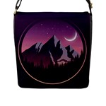 Mountain Night Crescent Moon Flap Closure Messenger Bag (L)