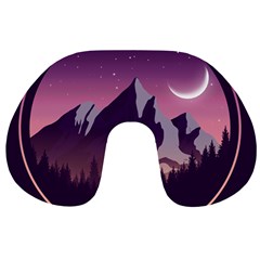 Mountain Night Crescent Moon Travel Neck Pillow from ArtsNow.com Front