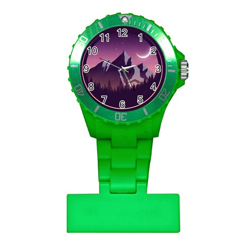 Mountain Night Crescent Moon Plastic Nurses Watch from ArtsNow.com Front