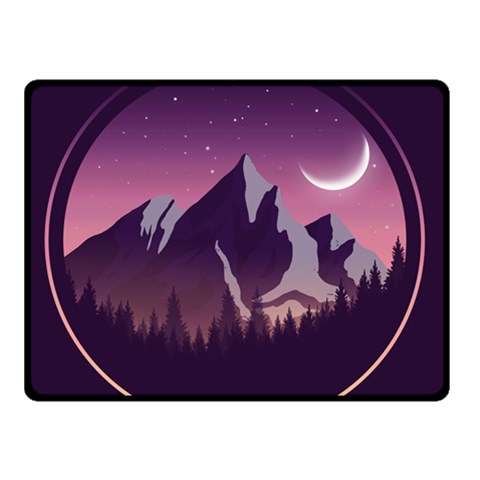 Mountain Night Crescent Moon Two Sides Fleece Blanket (Small) from ArtsNow.com 45 x34  Blanket Front