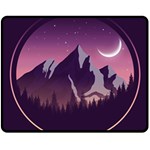 Mountain Night Crescent Moon Two Sides Fleece Blanket (Medium)