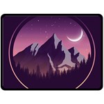 Mountain Night Crescent Moon Two Sides Fleece Blanket (Large)