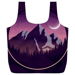 Mountain Night Crescent Moon Full Print Recycle Bag (XL) from ArtsNow.com Front