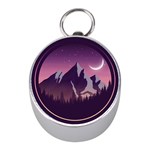 Mountain Night Crescent Moon Mini Silver Compasses