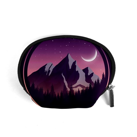 Mountain Night Crescent Moon Accessory Pouch (Small) from ArtsNow.com Front