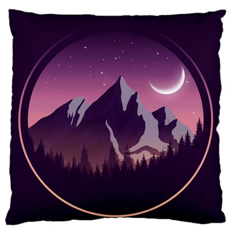 Mountain Night Crescent Moon Standard Premium Plush Fleece Cushion Case (One Side) from ArtsNow.com Front