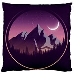 Mountain Night Crescent Moon Standard Premium Plush Fleece Cushion Case (One Side)