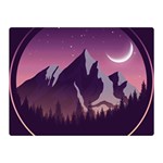 Mountain Night Crescent Moon Two Sides Premium Plush Fleece Blanket (Mini)