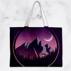 Mountain Night Crescent Moon Zipper Mini Tote Bag from ArtsNow.com Front