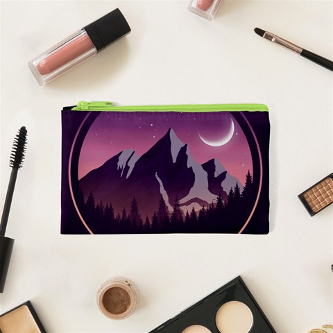 Mountain Night Crescent Moon Cosmetic Bag (XS) from ArtsNow.com Front