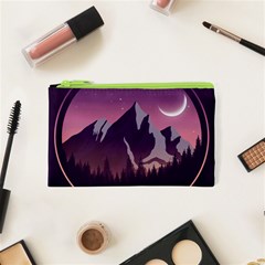 Mountain Night Crescent Moon Cosmetic Bag (XS) from ArtsNow.com Front