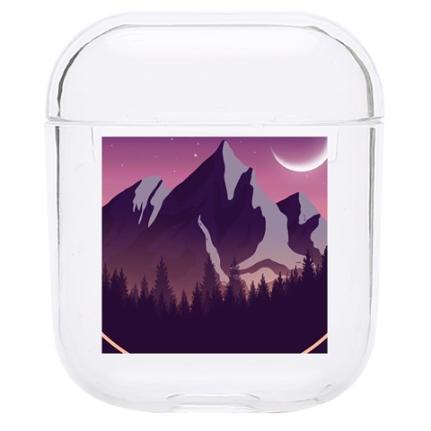 Mountain Night Crescent Moon Hard PC AirPods 1/2 Case from ArtsNow.com Front