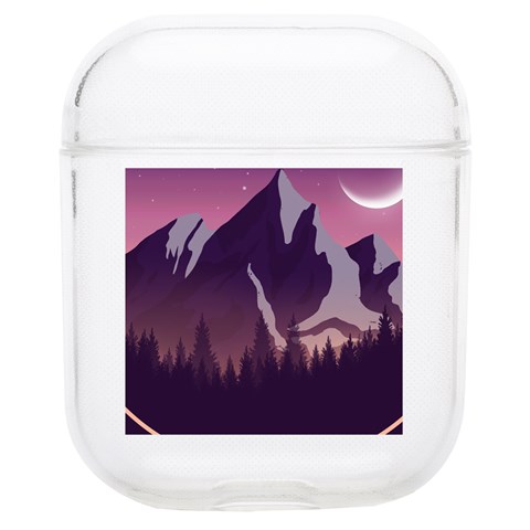 Mountain Night Crescent Moon Soft TPU AirPods 1/2 Case from ArtsNow.com Front