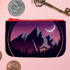 Mountain Night Crescent Moon Large Coin Purse from ArtsNow.com Front