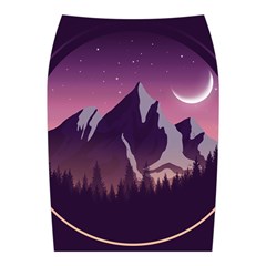 Mountain Night Crescent Moon Midi Wrap Pencil Skirt from ArtsNow.com Back