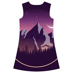 Mountain Night Crescent Moon Kids  Short Sleeve Velvet Dress from ArtsNow.com Back