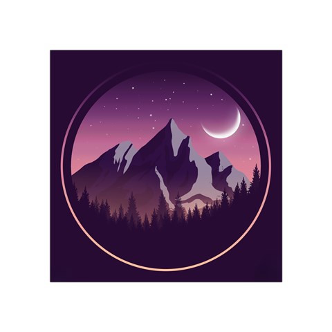 Mountain Night Crescent Moon Square Tapestry (Small) from ArtsNow.com Front