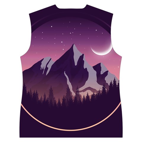 Mountain Night Crescent Moon Women s Button Up Vest from ArtsNow.com Back