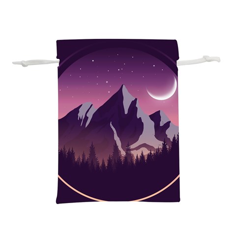 Mountain Night Crescent Moon Lightweight Drawstring Pouch (S) from ArtsNow.com Front