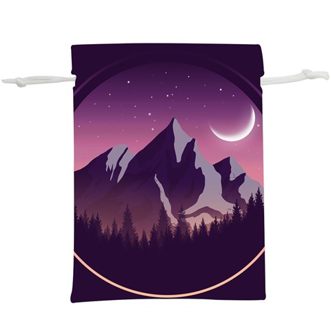 Mountain Night Crescent Moon Lightweight Drawstring Pouch (XL) from ArtsNow.com Front