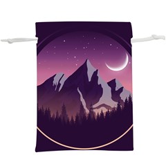 Mountain Night Crescent Moon Lightweight Drawstring Pouch (XL) from ArtsNow.com Back